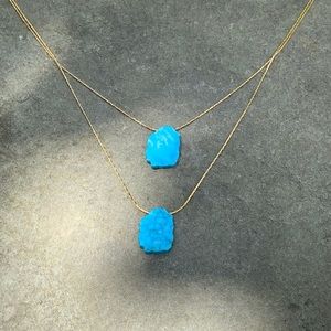 ✨ Anthropologie turquoise gold layered necklace